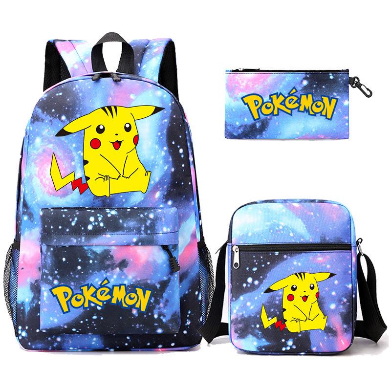 Backpack Teen Student School Bag Three-piece Pencil Case Crossbody Bag
