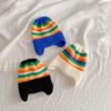 Winter Baby Knitted Hat Korean Striped Rainbow Children's Hats Toddlers Colorful Children's Warm Ear Protection Hats for Boys and Girls.