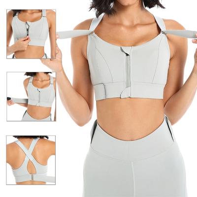 Reggiseni sportivi Collant Gilet da yoga Cerniera frontale Taglie forti Cintura regolabile Antiurto Palestra Fitness Reggiseno atletico