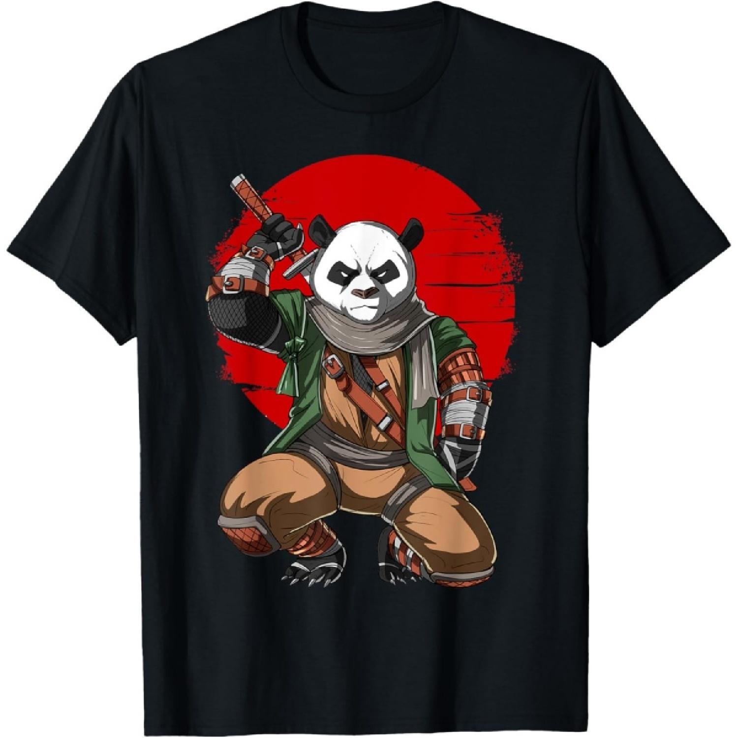 Panda Bear Ninja Samurai Warrior Funny Kung Fu Animal Kids T-Shirt S