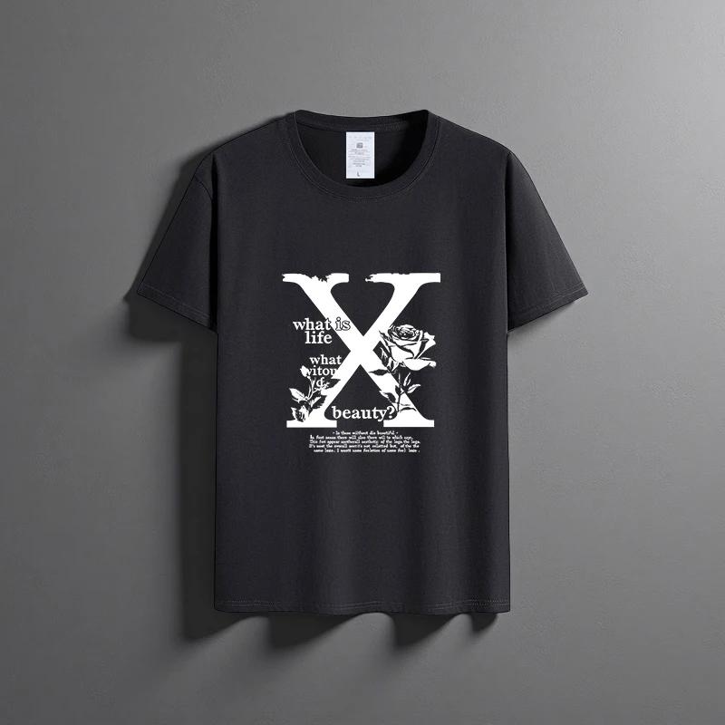 Sommer neues Unisex vielseitiges reines Baumwoll-T-Shirt modisches lässiges Rundhals-Oberteil atmungsaktive lockere Passform Print Kurzarmhemd