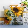 sunflower Cushion Cover Washable Linen Pillowcase Soft  for Sofa Bed Cozy Home Room Decor