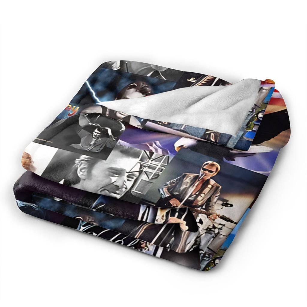 Rock Star Johnny Hallyday Flannel Blanket  Soft Warm Throw Blanket for Couch Bed Airplane Travel Funny Bedspread Sofa Bed Cover