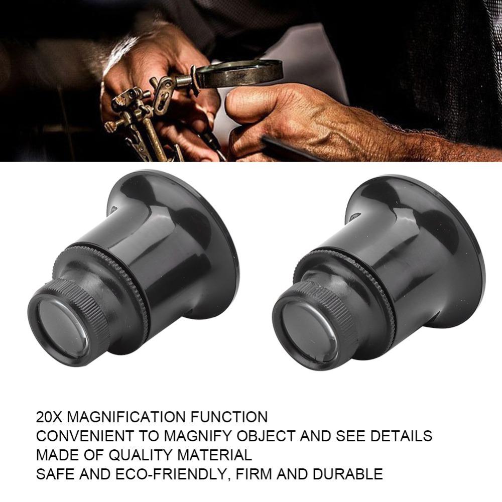 2Pcs Handheld Design Jewelers Loupe Close Focus Viewing Watchmaker Loupe for 20X Jewelers