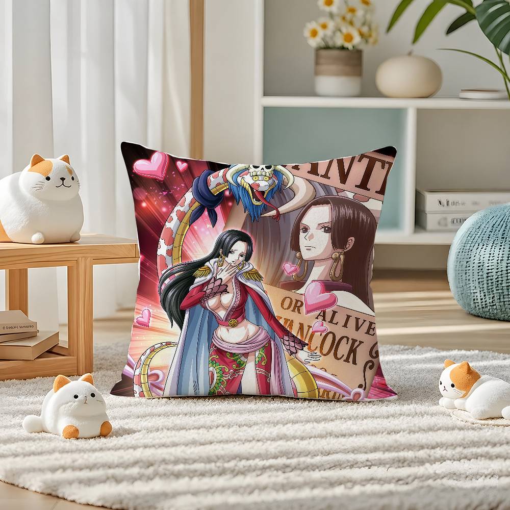 One Piece Monkey D Luffy Anime Plush Pillow Cover Soft Short Plush Cushion Cover For Sofa Bedroom Home Decor Gift Decoration