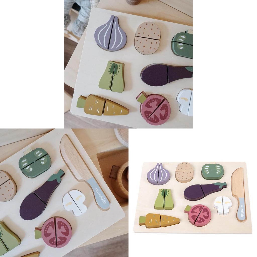 Childrens Wooden Vegetable Cutting Puzzle For Kids Educational Toy Playset