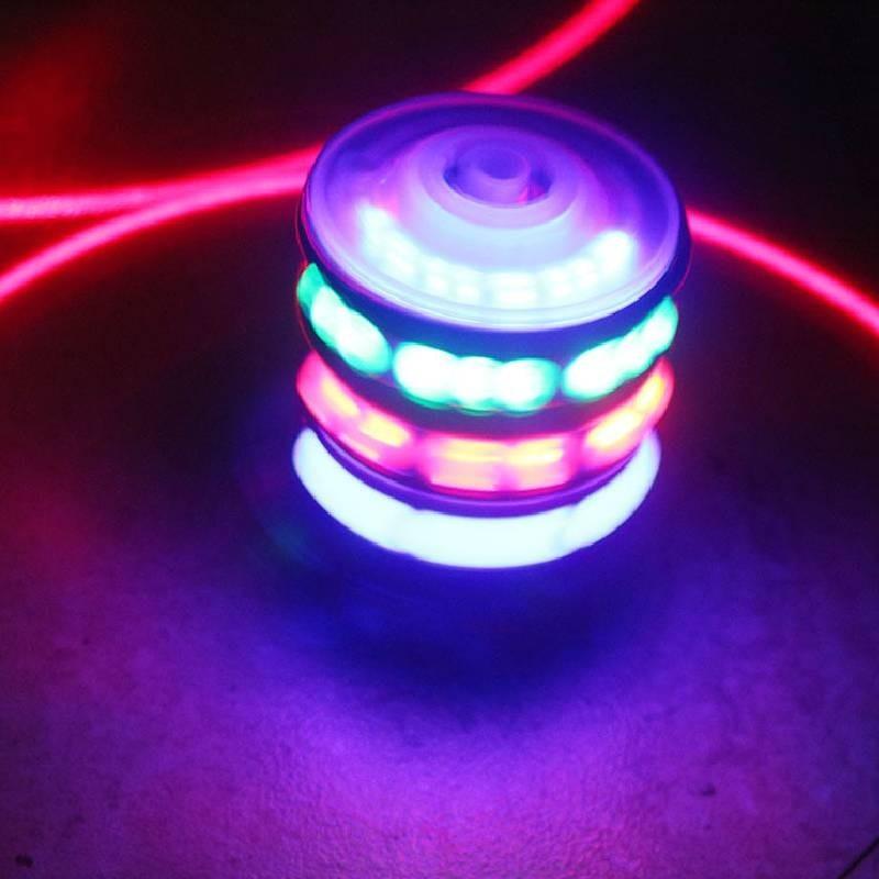 Colorful Flashing Musical Plastic Spinning Top Set With Battery-powered Lights
