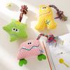 Corduroy Dog Chew Toy Squeaky Plush Toy with Colorful Rope Chew Resistant Self-Entertainment Toy Dogs Tug Toy for Small