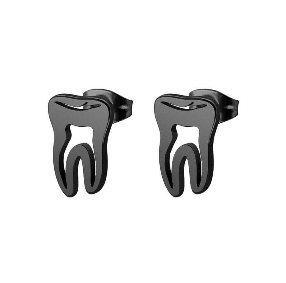 Boucles d'oreilles clous Dents Exagérées en Acier Inoxydable - Style Européen & Américain