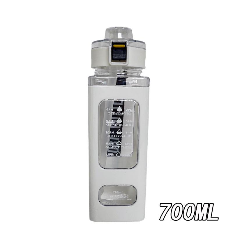 700ml Creative Portable Square Sports Water Bottle with Handle and Straw