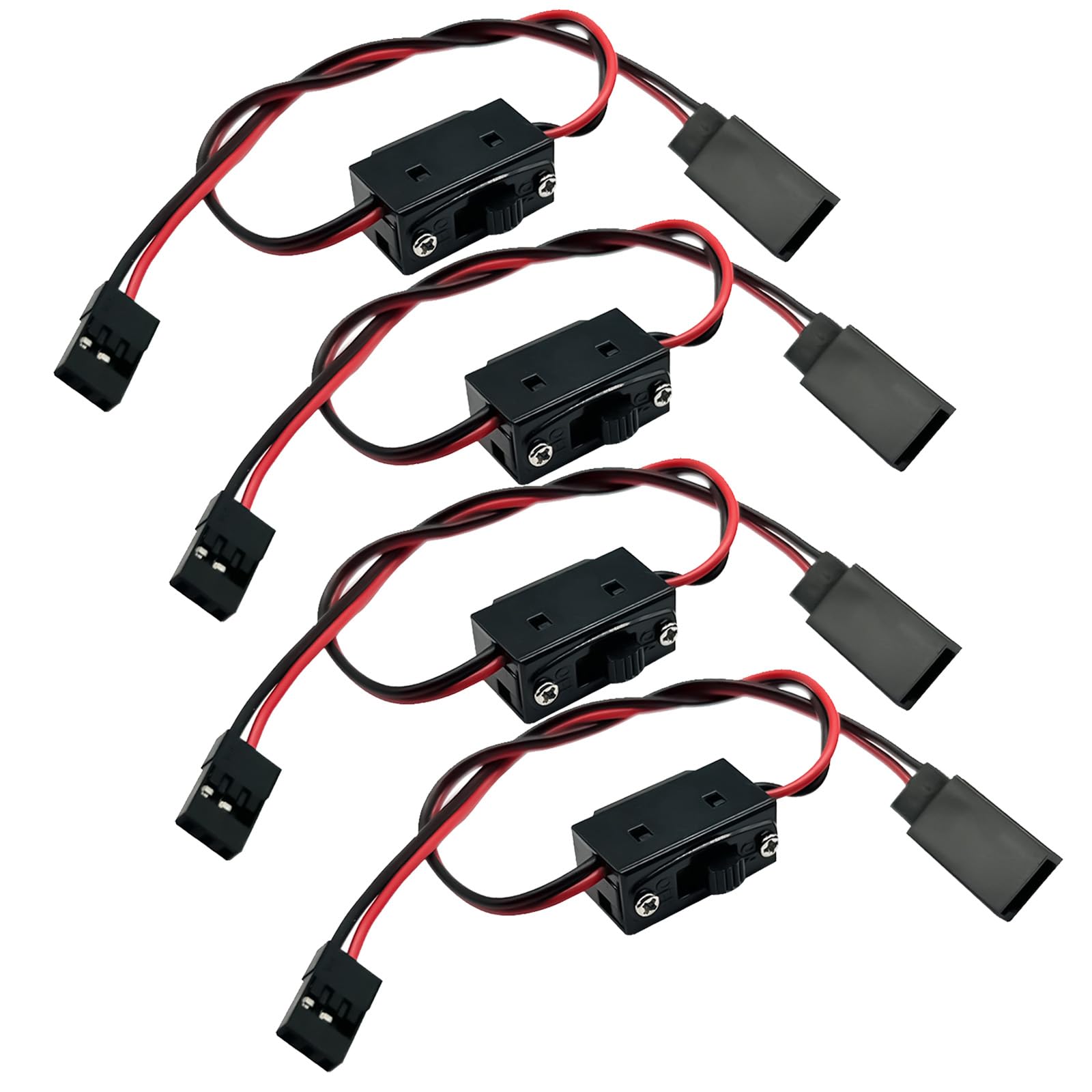 

4-Pack JR Futaba Style 2-Way Power RC OnOff Switch for RC Cars, Trucks, Crawlers, and Off-Road Buggies