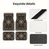 Vintage Nordic Style Car Floor Mats 4-Piece Set - Dirt-Resistant Polyester Carpet Non-Slip Auto Foot Mat for Sedan/SUV