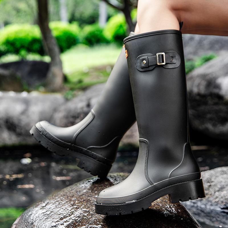 Women High-end Waterproof Rain Boots Women's Knee-length Fashion Rubber Rain Boots Girls' Shoes Rain Boots PVC Waterproof Shoes