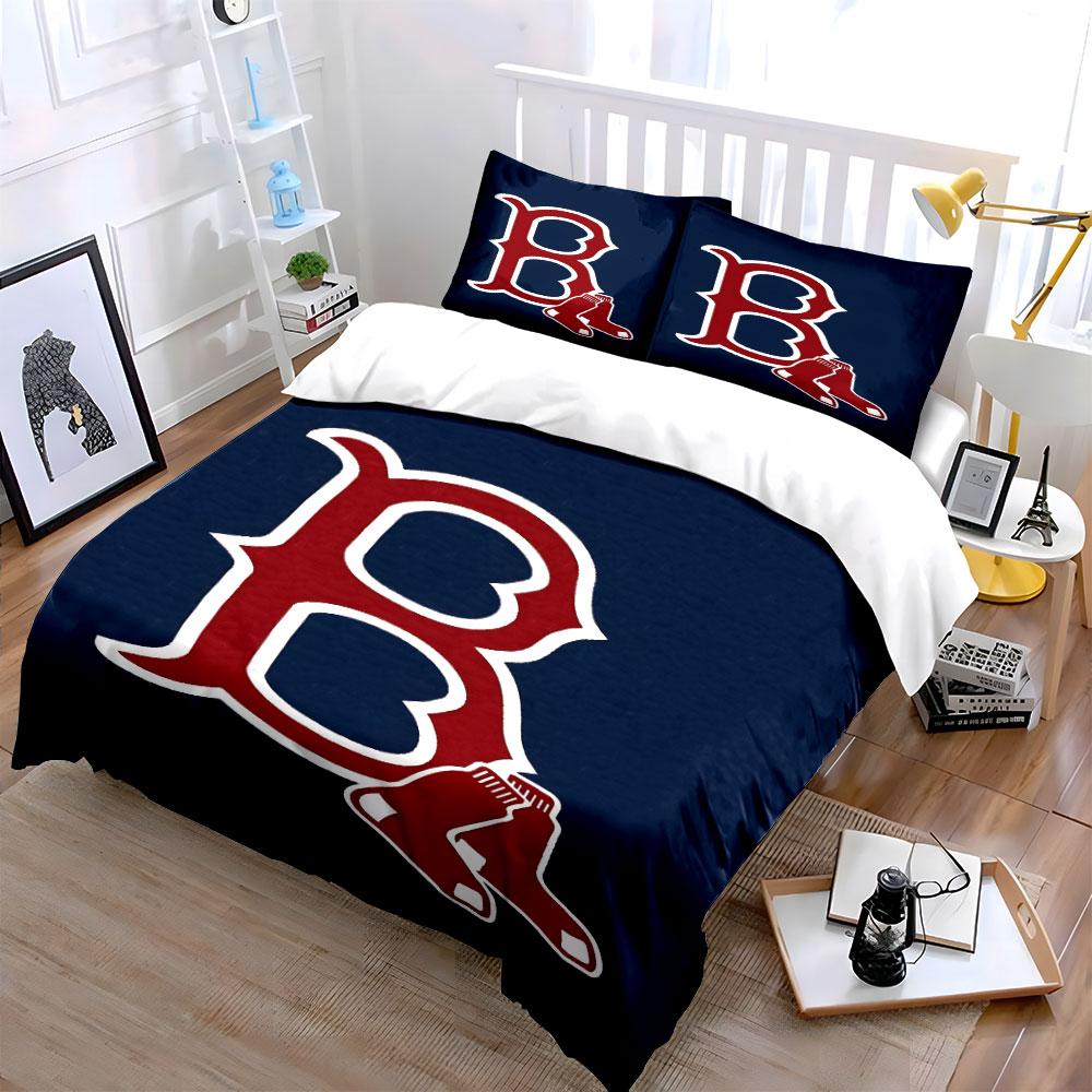 Red Letter "B" with Red Socks Logo Print Bedding Set Duvet Cover Pillowcases (1* Duvet Cover 2* Pillowcases Do Not Include Comforter)