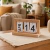 Stable Wooden Calendar Perpetual Daily Flip Calendar Desk with Solid Wood Modern Flipping