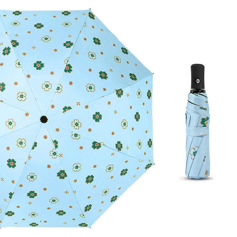 

Зонт UV Clover полностью автоматический складной тройной черный резиновый солнцезащитный зонт женский синий