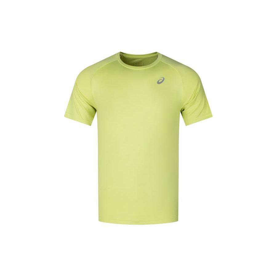 Asics Solid Color Casual Crew Neck Short Sleeve T-Shirt Men Tops Fluorescent-Green 2011C701-751