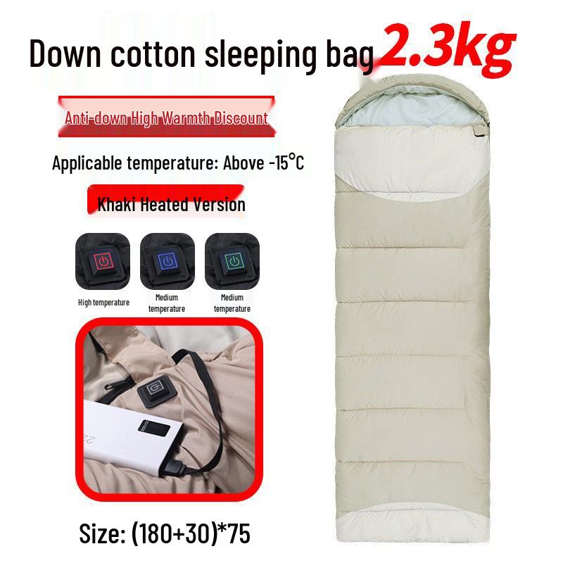USB Heated Washable Sleeping Bag for Adults - Thickened, Warm, and Cold-Protective for Spring, Autumn, and Winter Camping.