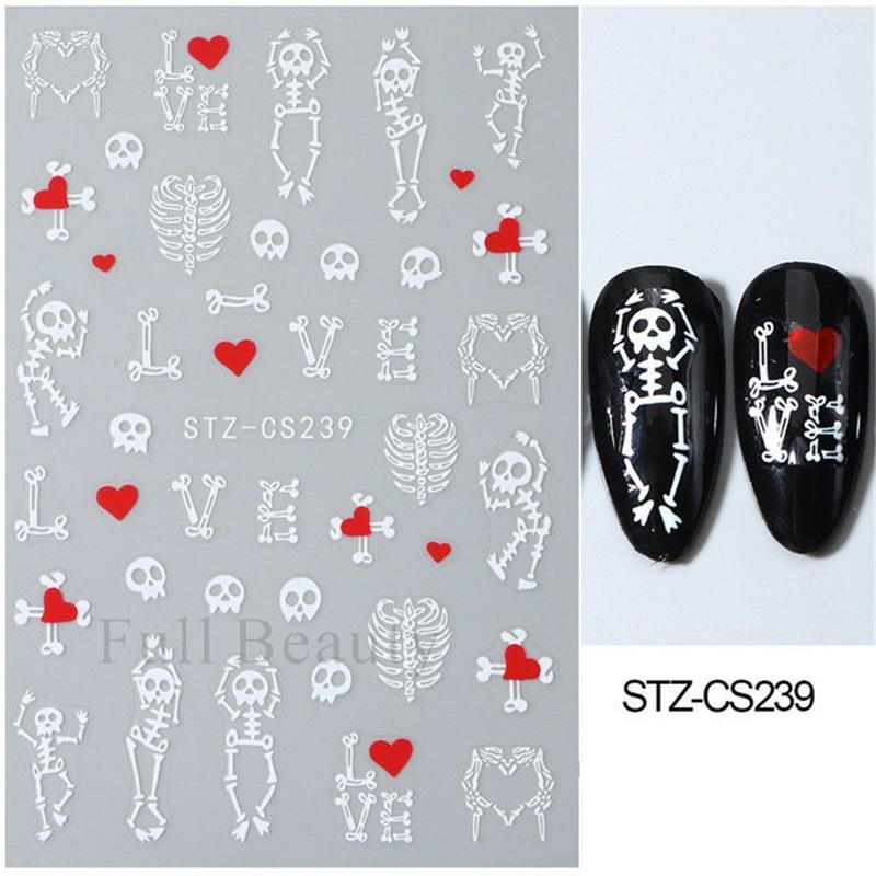 New Nail Art Stickers Halloween Pumpkin Ghost Love Spider Web Cute Cartoon Adhesive Nail Stickers