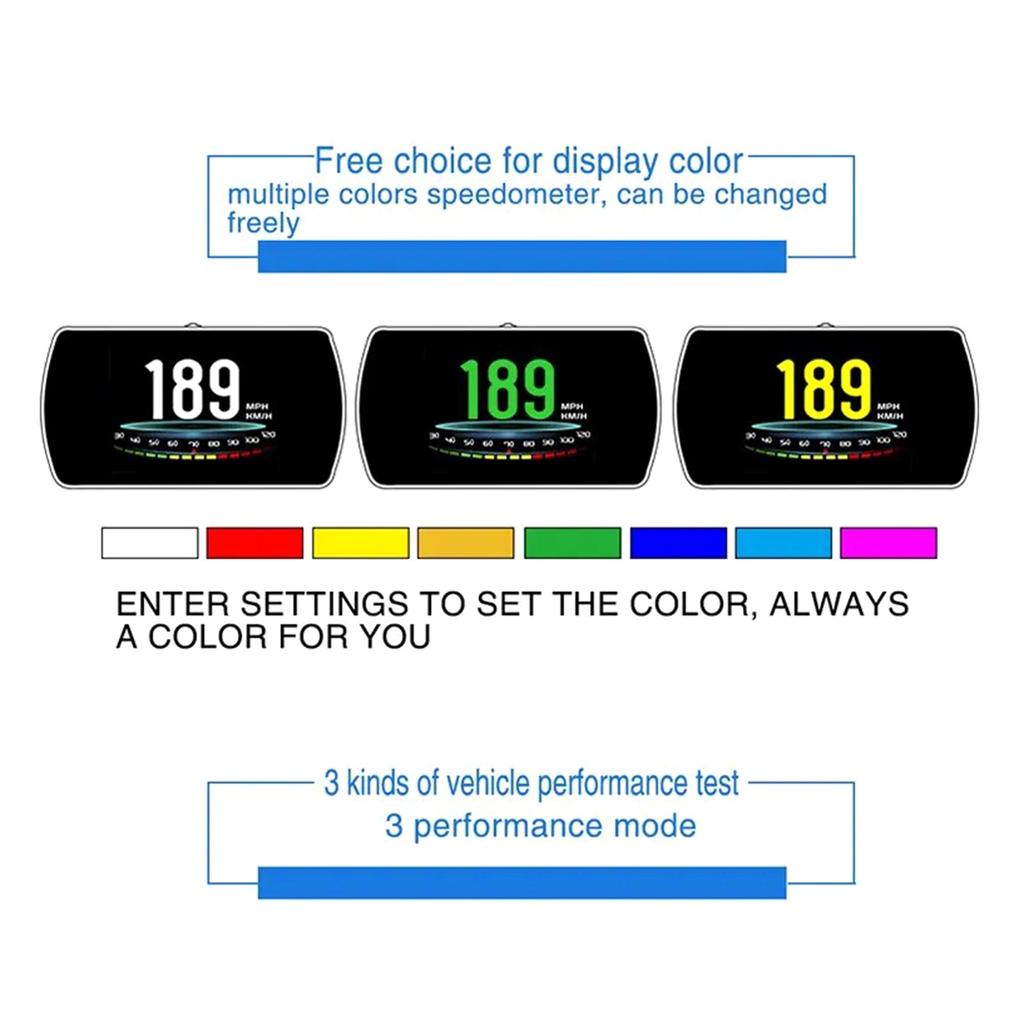 HighDefinition Car Head Up Display Overspeed Alarm Speedometer Speed Clock Digital Gauges Auto Fatigue Driving Reminder