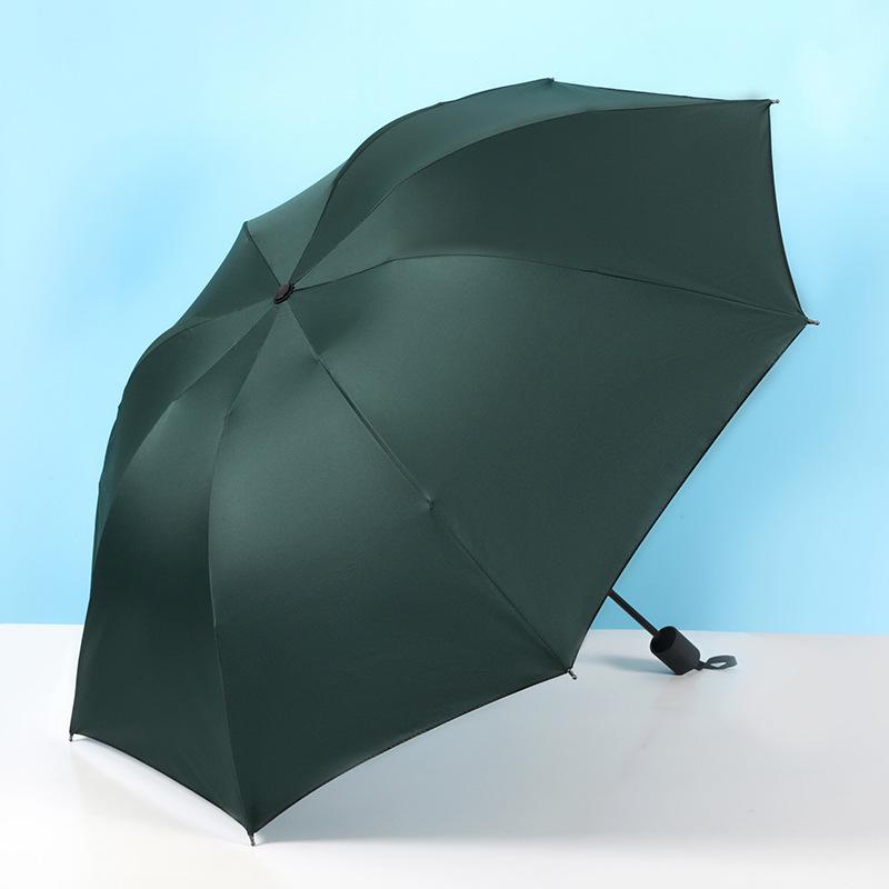 

Черный трехсекционный зонт двойного назначения: Защита от солнца и дождя однотонного цвета