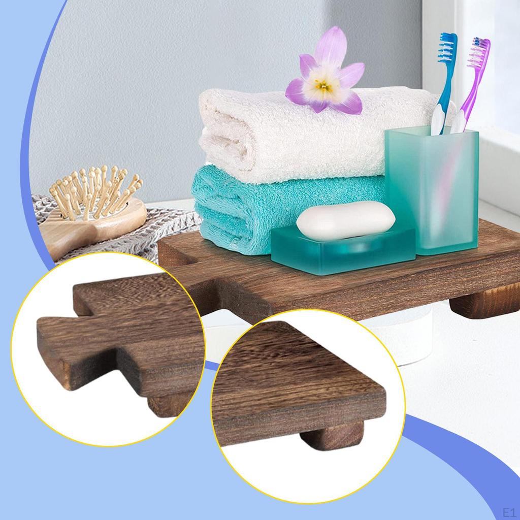 Wood Pedestal Soap Stand Small Plant Holder, Display Decorative Dish Wooden Riser for