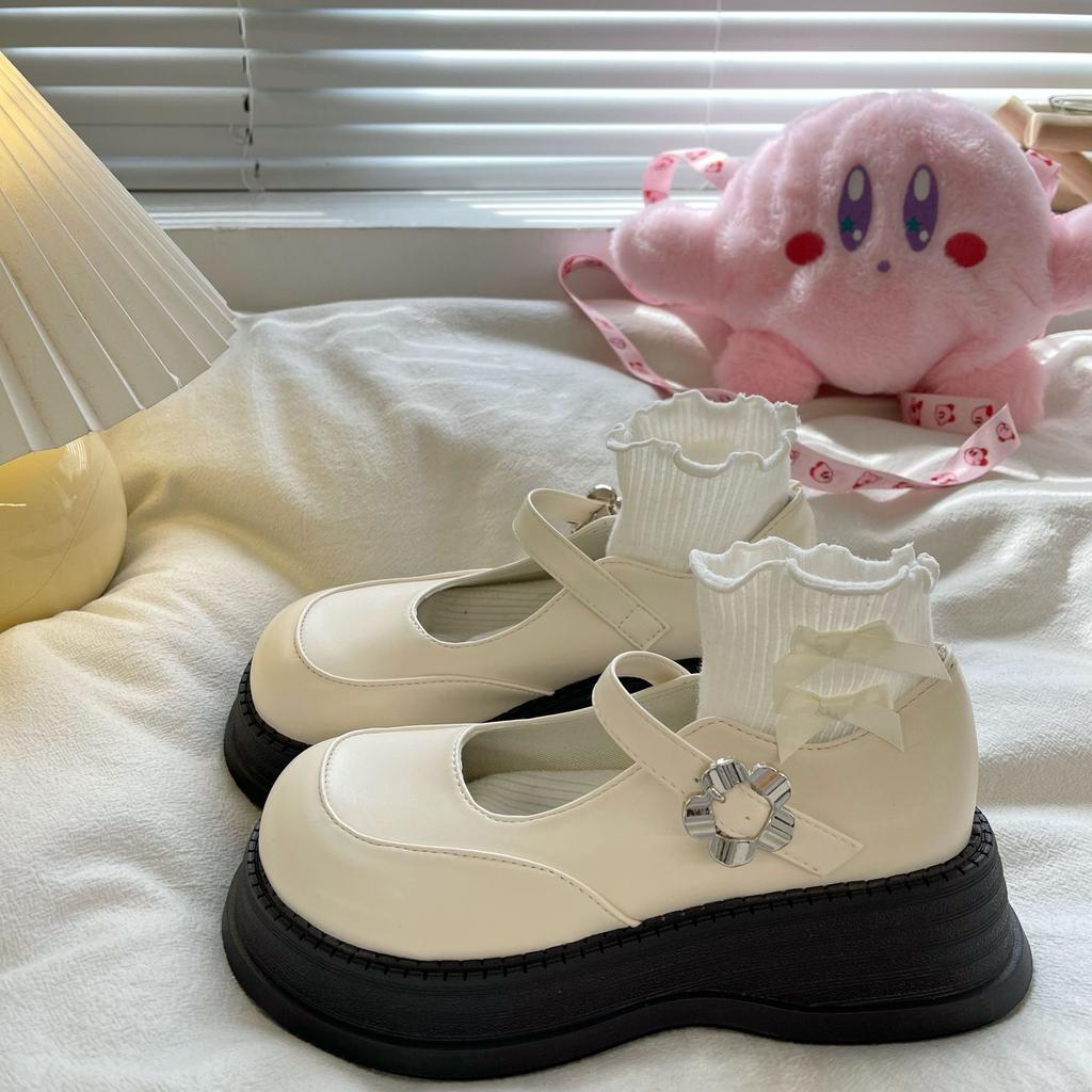 Mary Jane Schuhe mit dicker Sohle, Frühlingsschuhe mit Schnalle, Lolita, kleine Schuhe aus Pu-Leder, runde Zehenschuhe, Plateauschuhe
