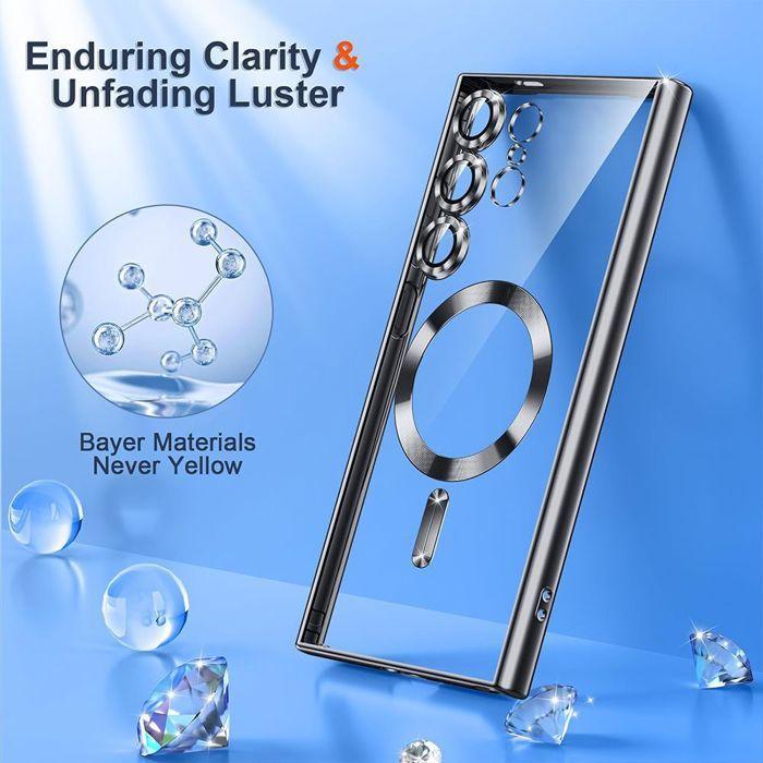 Coque pour Samsung Galaxy S25 Ultra - avec Cercle Magnétique - Noir + 2 Verres Trempés - BOOLING®