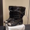 Polished straps Martin boots Spring and summer new push boots Women's thick-soled thick-heeled short boots Handsome short boots Locomotive boots