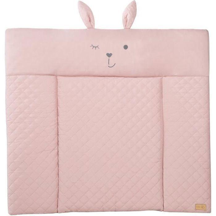 ROBA Matelas À Langer Roba Style - 85 X 75 Cm - Imperméable - Doux Et Facile À Nettoyer - Rose / Visage De Lapin