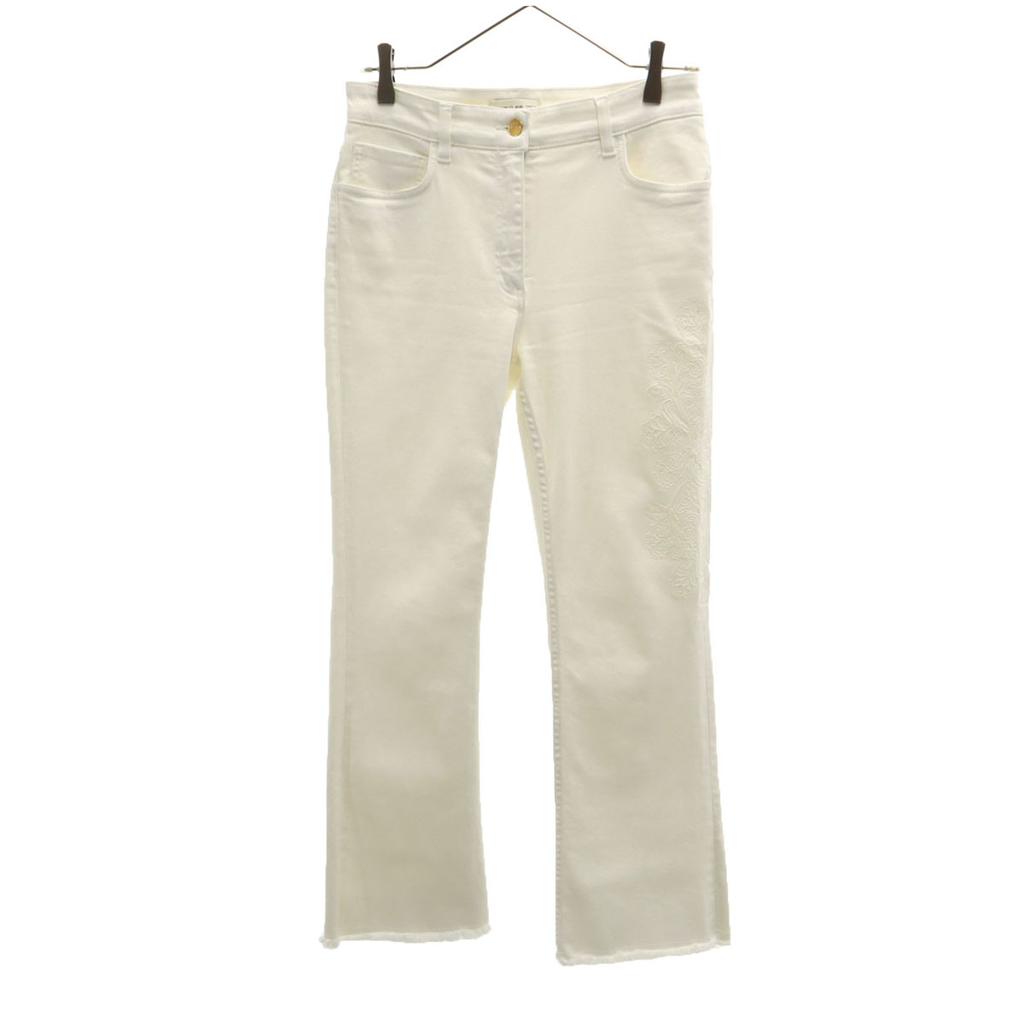 ETRO made in Italy Pants W28 White Stretch Fringe Women Used