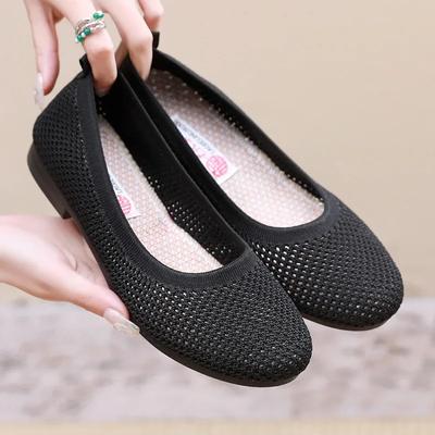 Damenschuhe in großen Größen Mode Mesh Ausgehöhlt Atmungsaktiv Weiche Sohle Rutschfest Lässige Flache Sohle Schuhe für Damen 2024