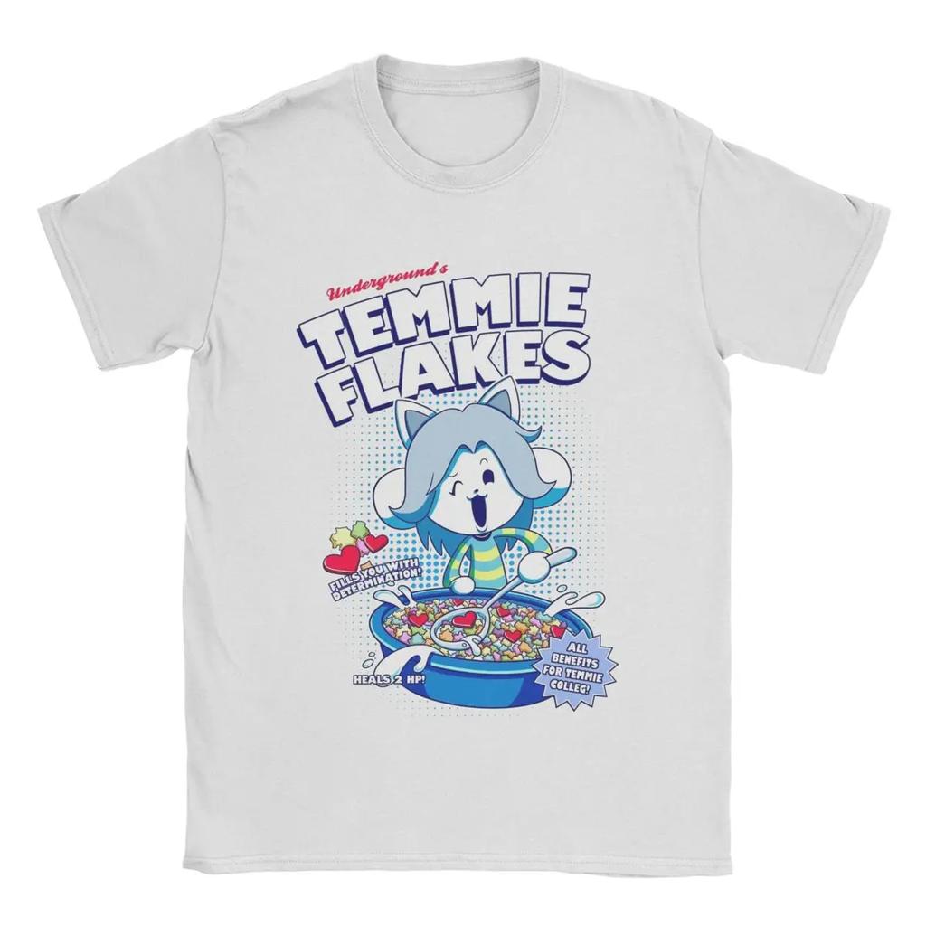 Casual Temmie Flakes Undertale T-Shirts for Round Collar 100% Cotton T Shirt Game Short Sleeve Tee Shirt Arrival Tops