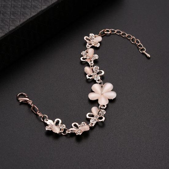 Blumenkette Strass Handgelenk Dekor Frauen Schmuck Armband Armreif