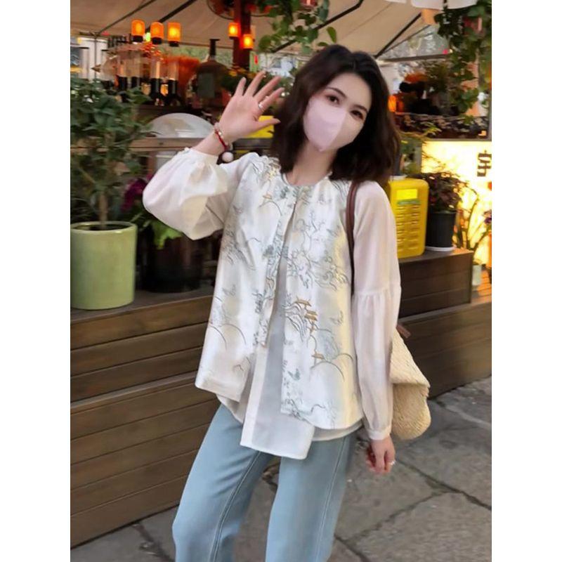 

2026 New Style Petite-Sized, Very Stylish Early Spring New Chinese-Style Vest and Shirt Two-Piece Set for Women White Shirt + Vest S