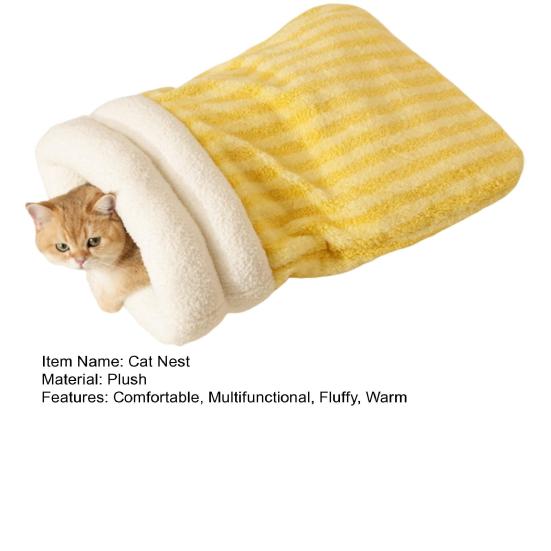 Cat Snuggle Sack Cozy Fluffy Sleeping Bag Warm Cat Cave Bed Pet Hideaway Puppy Tunnel Kitten Calming Bed for Winter Indoor Bedroom Apartment