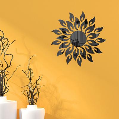 1pc Luxury 3D Sunflower Home Decor Bell Cool Mirrors Wall Stickers Gold