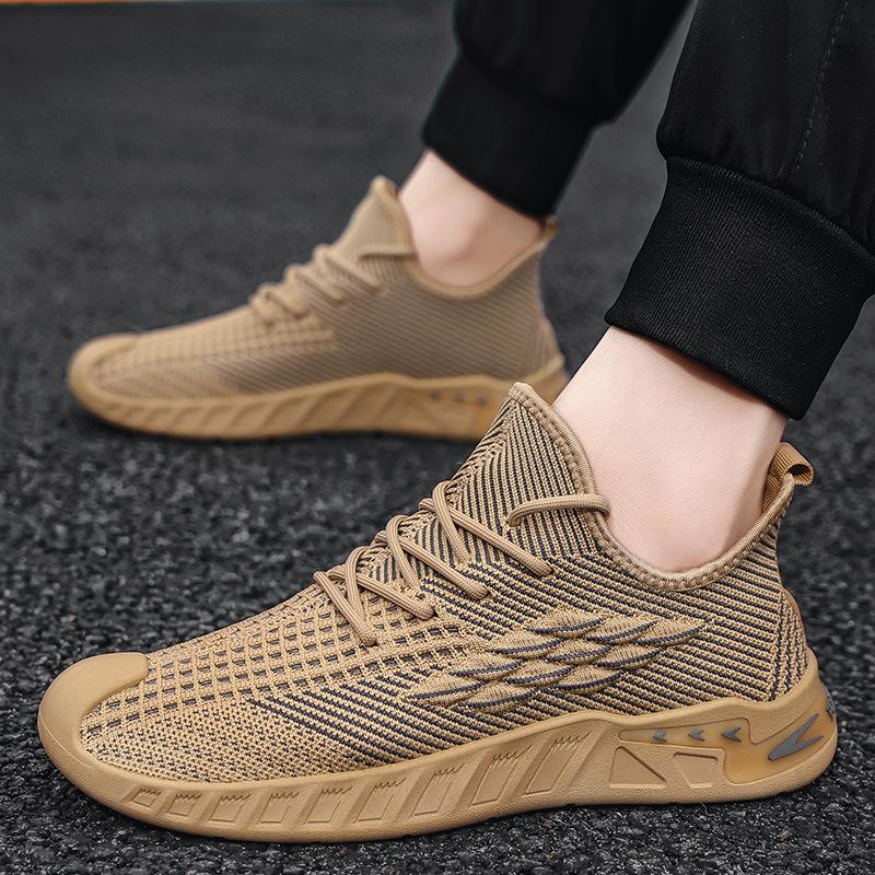 

Men s shoes 2025 new summer breathable fly-woven mesh coconut shoes men s lightweight soft-soled casual sports running trendy shoes 38 хаки