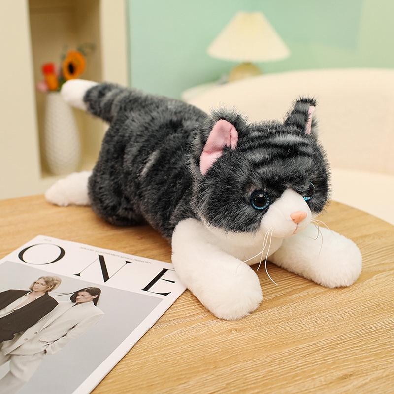 New Cute Simulation Cat Plush Toys Soft Stuffed Yellow or Gray Kitten Model Fake Cat Realist Animals Girls Valentine's Day Gift