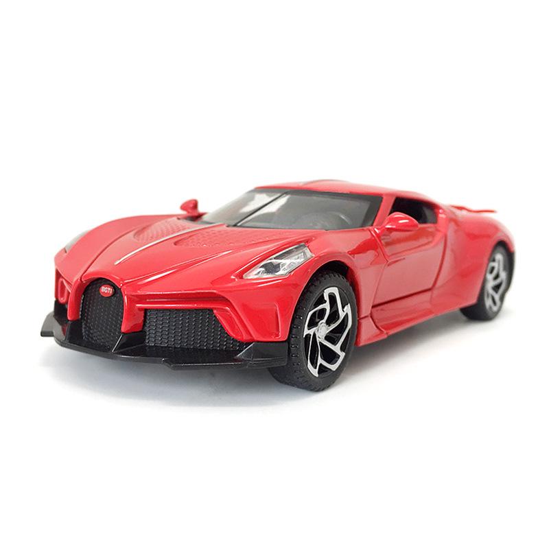Haodi A3201 Black Night Bugatti Model with Sound & Light, Pull-Back Action, and 4 Opening Doors
