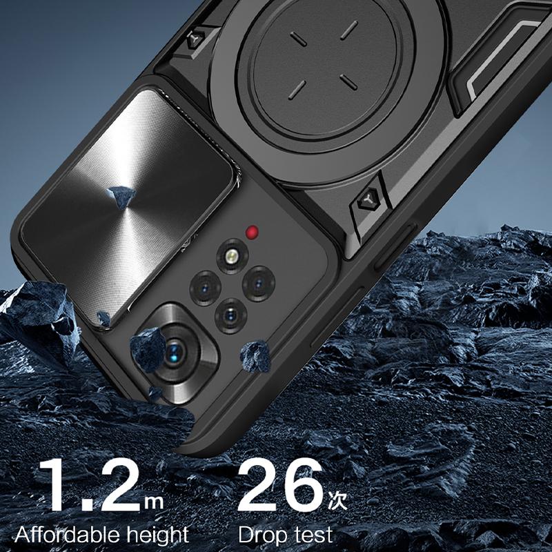 For Redmi Note 11 11s 11 Pro Case Slide Camera Shockproof Armor Phone Case For Redmi Note11 Pro Note 11 S 4G 5G Stand Back Cover