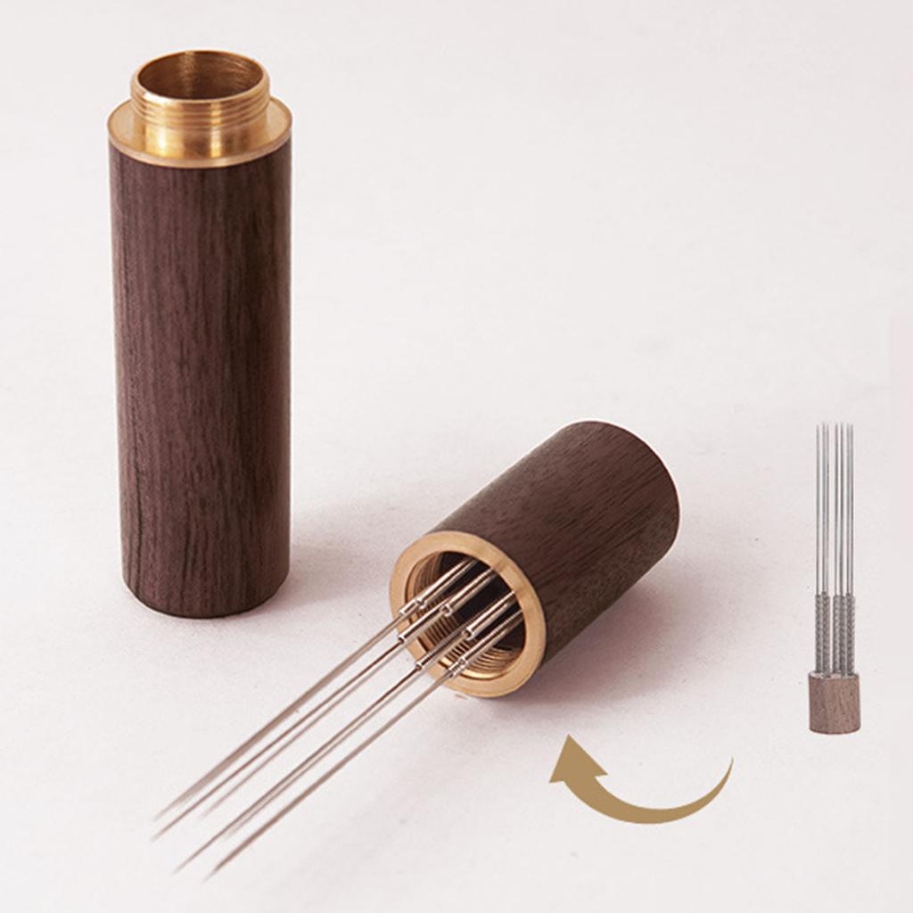 Wood Handle Coffee Clump Dissolver Professional 8 Stainless Steel Pin Miniature Stirring Tool Kitchen Gadget