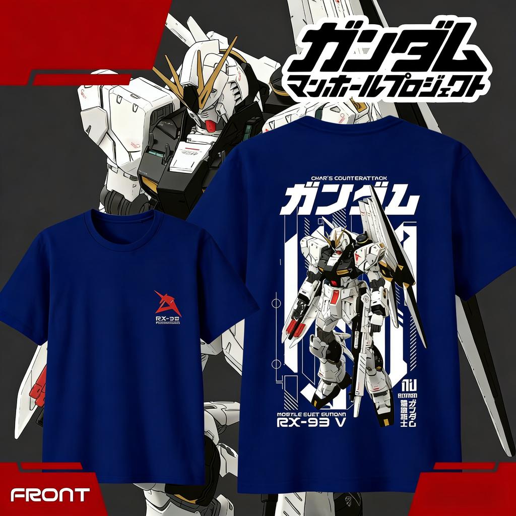 Anime GUNDAM RX93 Cartoon Baumwoll-T-Shirt 2026 Sommer Kinder Unisex Damen Mode Lässiges Kurzarmshirt Streetwear Unisex