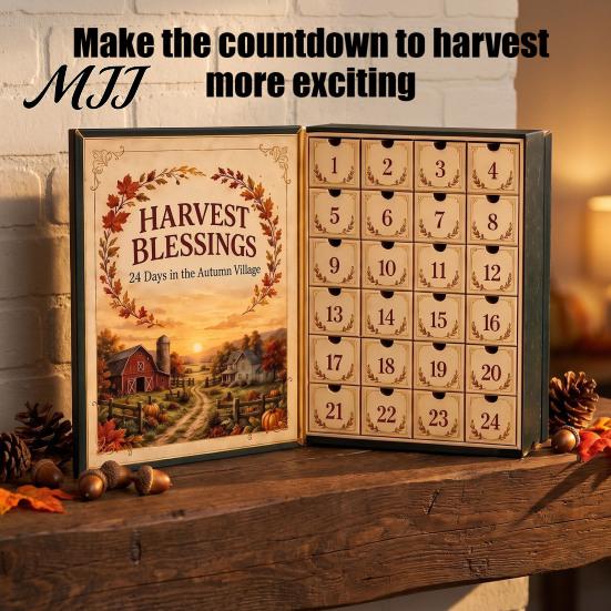 Decorative Mantel Hangings Harvest Blessings Advent Calendar, 24 Days Countdown to Thanksgiving Calendar Gift Box, Daily Surprise Pcs 2D Acrylic Fall