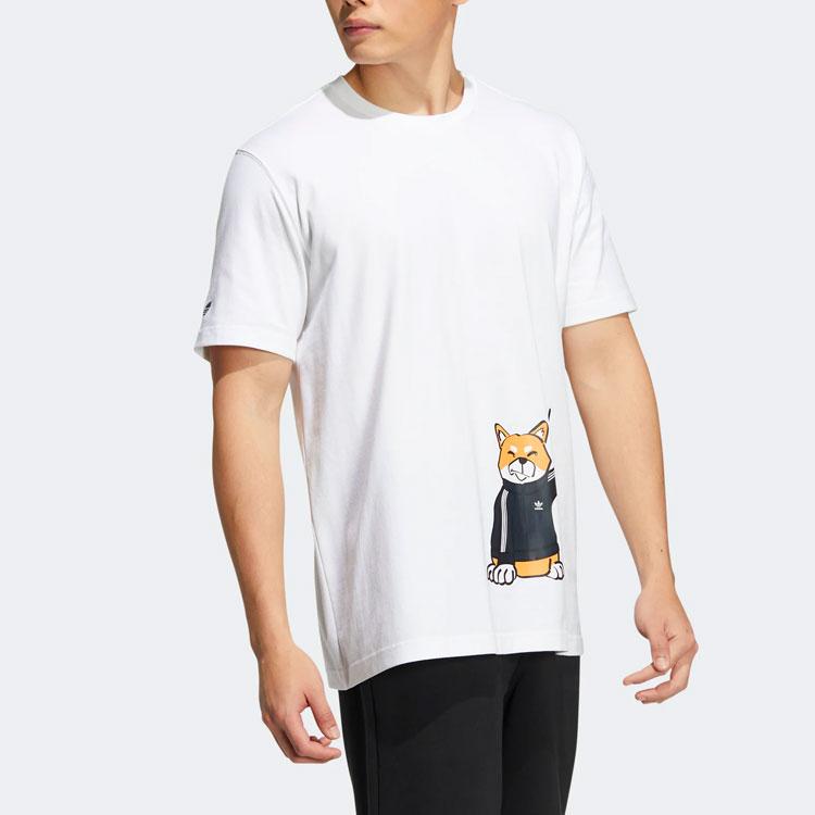 Adidas Originals Trefoil Cartoon Animal Print Short Sleeve T-Shirt Men Tops White H49575