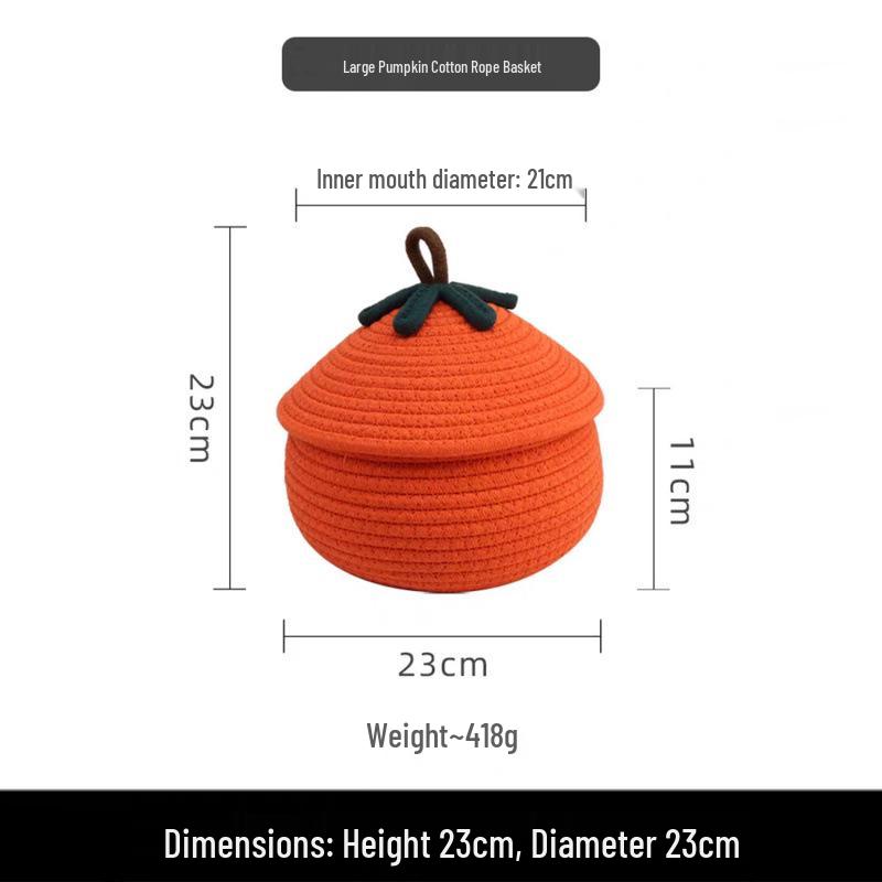 Pumpkin Cartoon Large Desktop Storage Basket with Lid - Dustproof for Sundries & Snacks