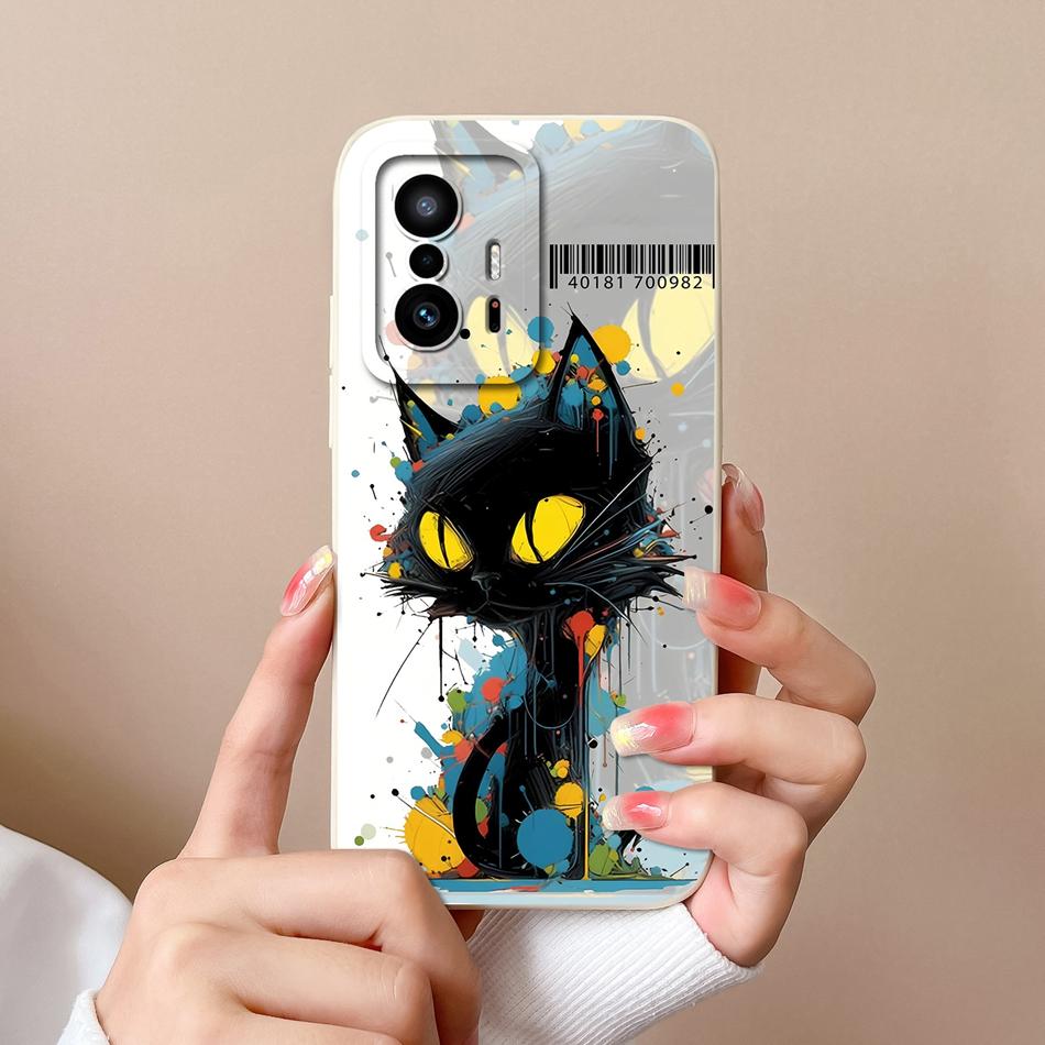 For Xiaom 11T Pro Phone Case Cute Cat Covers Soft Liquid Silicone Funda For Mi 11 T Pro Full Protection Anti Drop Back Cover