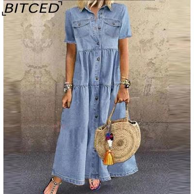 Damenmode Sommer Frühling Kurzarm POLO Hals lose Freizeitkleider