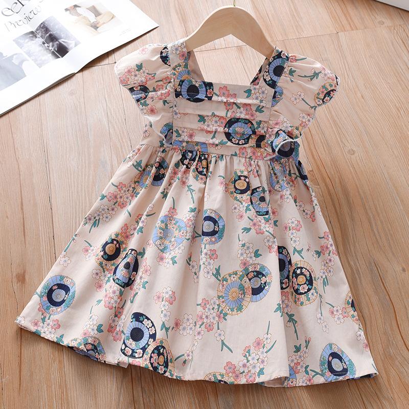 Girls New Chinese Floral Princess Dress Summer Elegant Children Clothing 90cm розовый