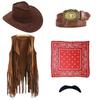 PESENAR Western Cowboy Kostüm Zubehör Set Cowboyhut Taschentuch Anstecker Denim-Set Halloween Party Verkleidung